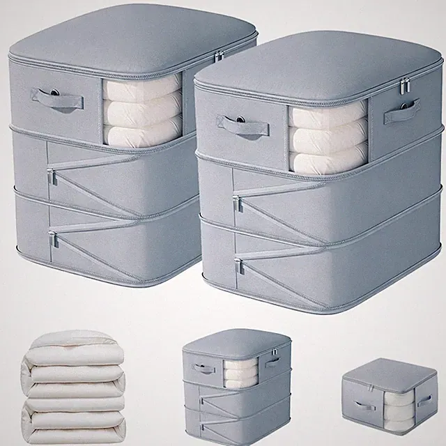 135L Jumbo Self-Compressing Storage Bags for Comforters and Blankets, Space-S...