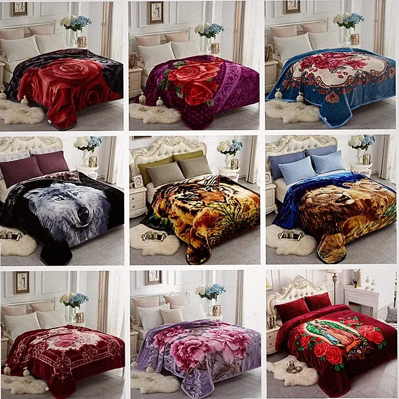 2-Ply Korean Mink Blanket Thick Soft Warm Queen King Size Animal/Floral Blankets