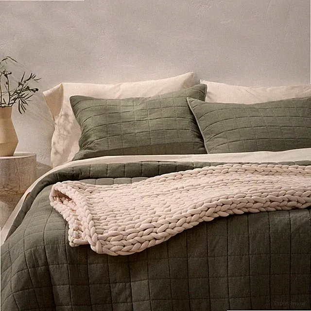 50"x70" 12lbs Solid Knit Weighted Blanket Natural - Casaluna