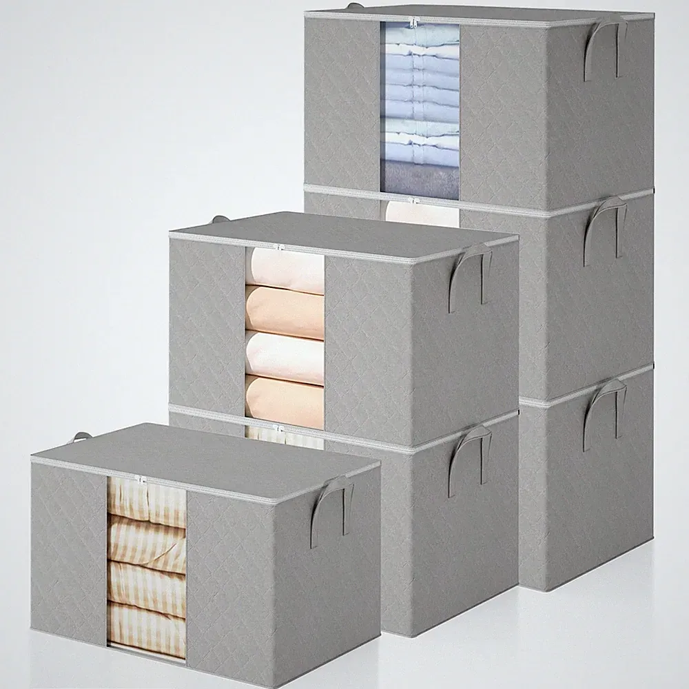 6 Pack Clothes Storage Bags - 90L Blanket Organizers and Storage for Closet L...