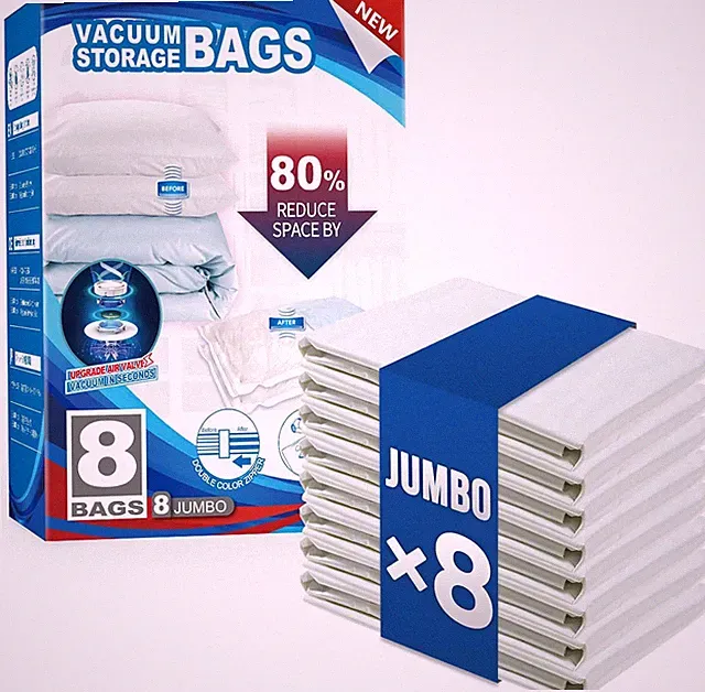 8 Pack Vacuum Storage Bags for Comforter and Blankets, Jumbo Vacuum Seal Bags fo