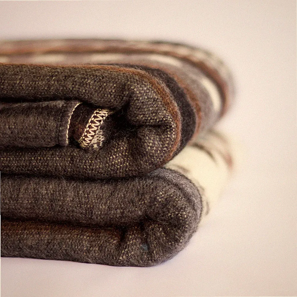 ALPACA WOOL BLANKET THROW XL KING 90x75 REVERSIBLE THICK & WARM HANDMADE ECUADOR
