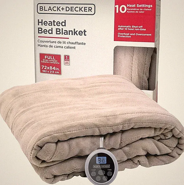 BLACK+DECKER Heated Full Blanket, 72" x 84”, 10 Heat Settings, 10-Hour Timer