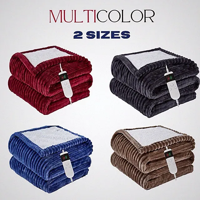 Electric Heated Blanket Throw 8 Hours Auto off 10 Fast Heating Levels washable
