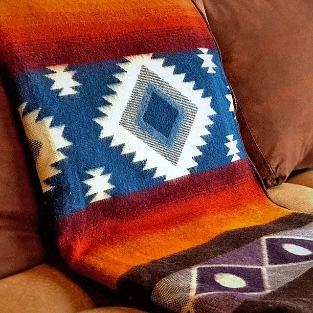 Extra Large Soft & Warm ALPACA Wool Blanket Andean Southwest Pattern 75x90 in