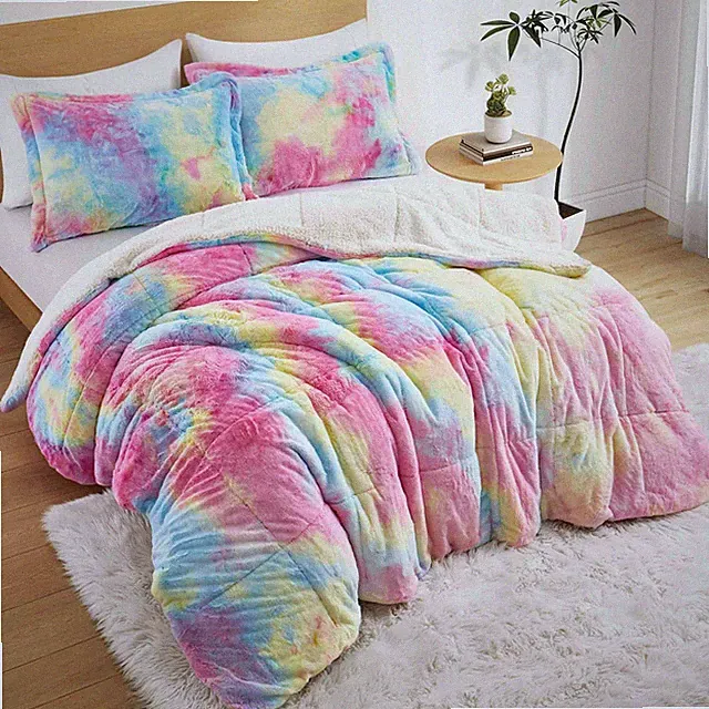 Extra Warm Reversible PV Sherpa Fleece Plush Blanket, Antistatic Comforter Sets