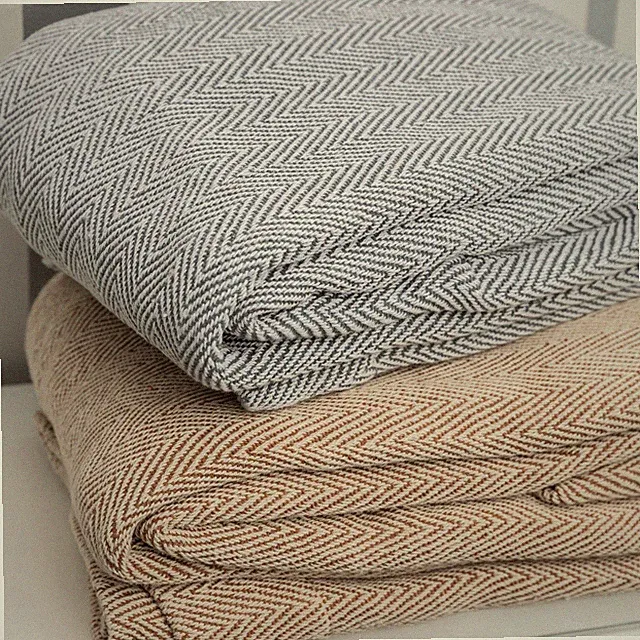 Fabstyles 100% Cotton Soft and Cozy Blanket - Herringbone Weave Cotton Blanket
