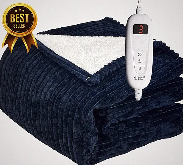 Full-Size Heated Electric Blanket 72"x84" 6 Levels Fast Heating Blue