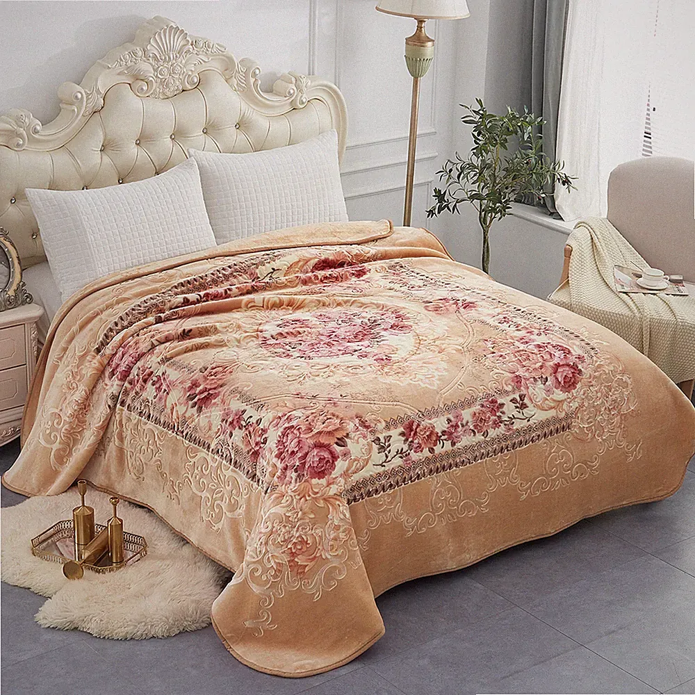 Gorgeous Floral Winter Thick Blanket For King Size Bed Blankets Bedding Set 9lbs