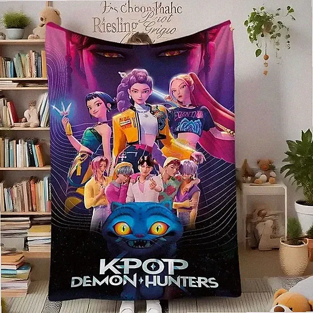 K-Pop Demon Style Flannel Blanket Soft Cozy Throw