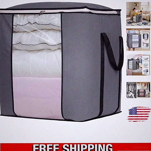Luxury 120L Rectangular Storage Bag for Bedding and Seasonal Clothing - Grey