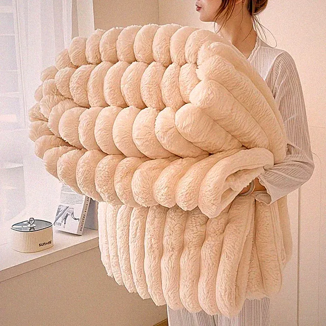 Luxury Faux Fur Blanket King Size Ultra Soft Plush Fleece Throw Warm All Season