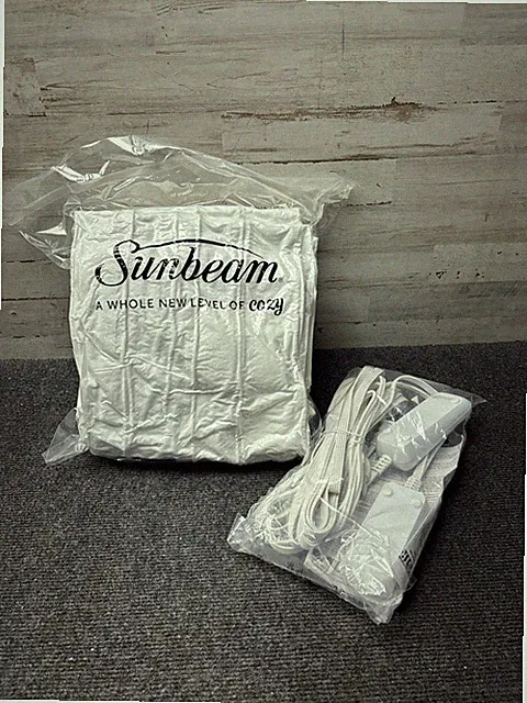 NEW Sealed Sunbeam Electric Heated Bedding White 12 Heat Settings Soft Blanket