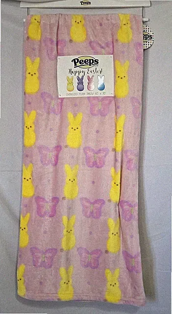 Peeps Bunny Rabbit And Butterfly Plush Throw Blanket 60x70