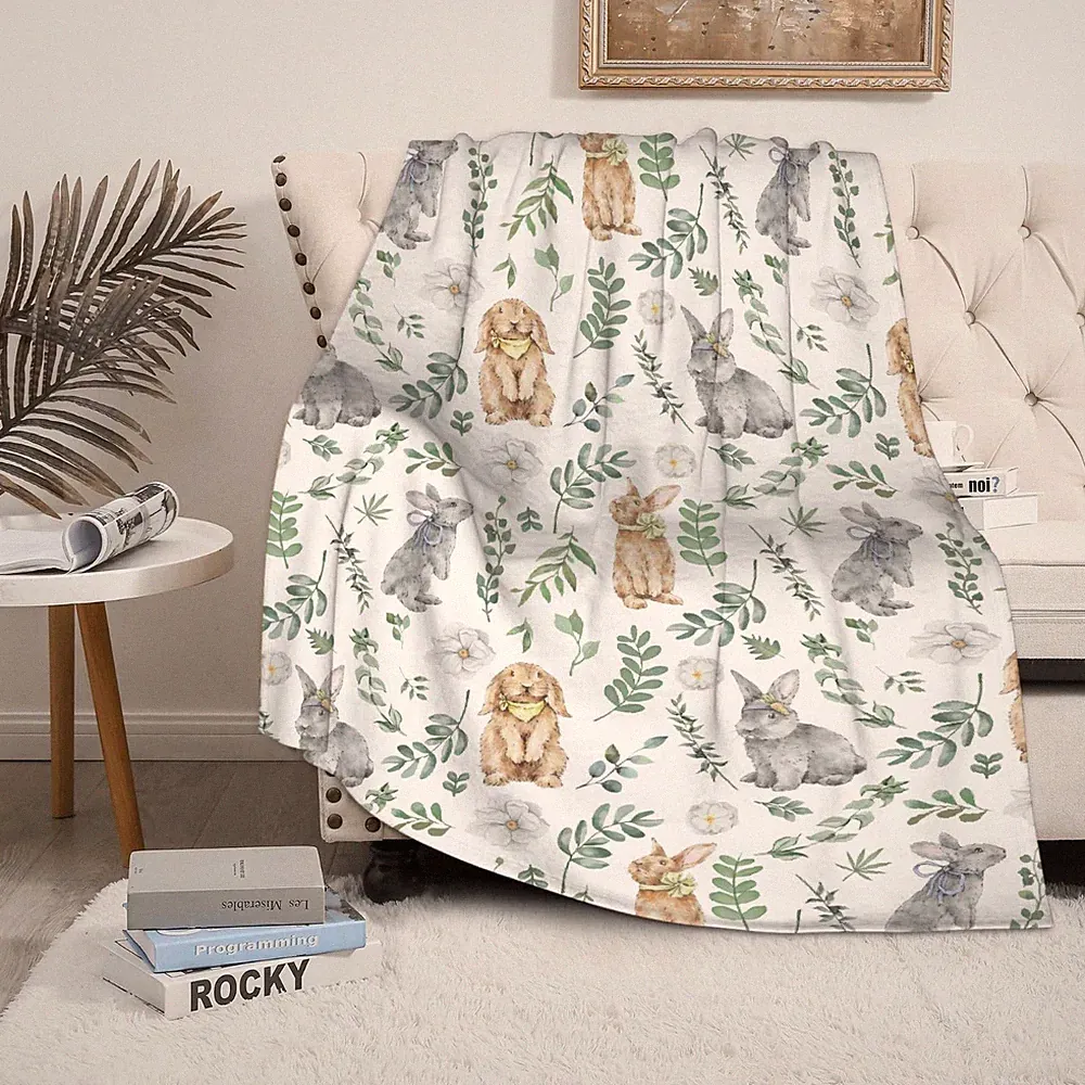 Rabbit Throw Blanket is Super Soft and WarmThe Lightweight Flannel Blanket is...