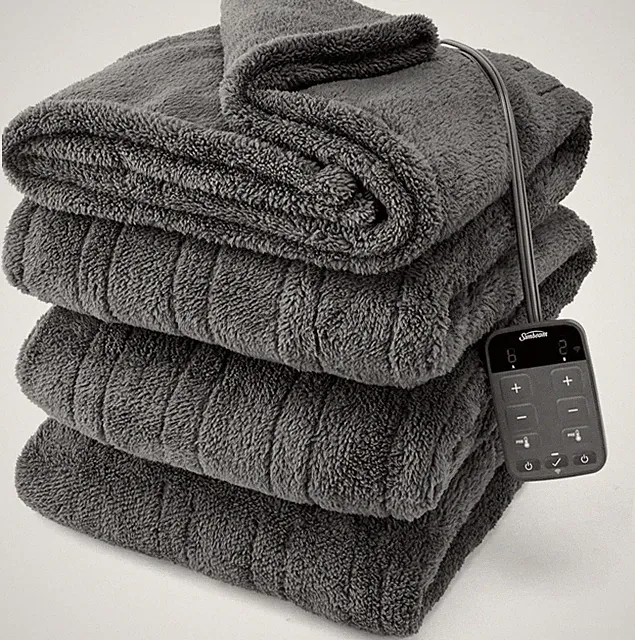 Sunbeam Lofttec Slate Grey Connected Electric Heated Blanket 10 Settings, Queen