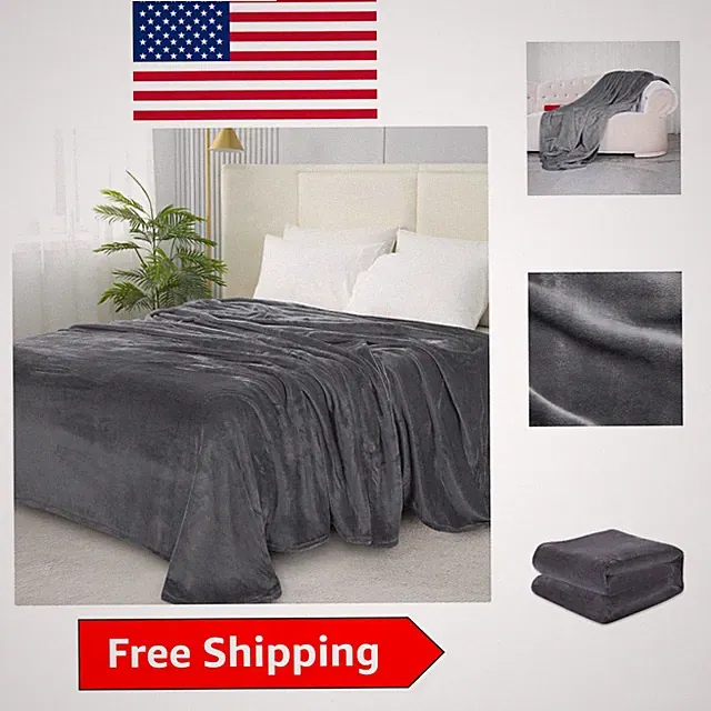 Velvety Soft Micro-Velour Blanket, Grey 90x90, for Ultimate Comfort -Round