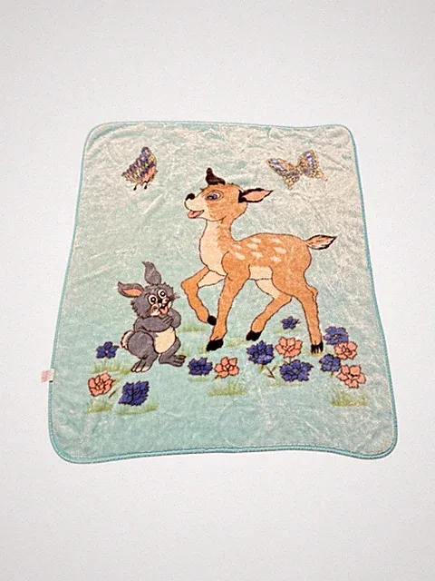 Vintage Deer Fawn and Bunny Rabbit Blanket