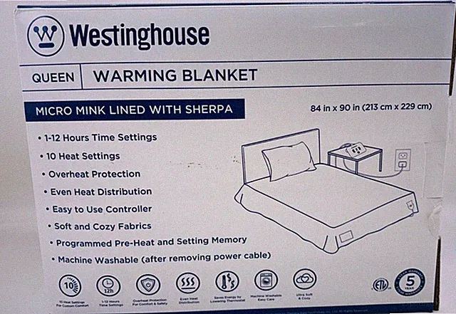 Westinghouse Electric Blanket Queen, MICRO MINK LINED WITH SHERPA